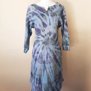 UNIQLO Ice dye waffle knit crew long sleeve dress